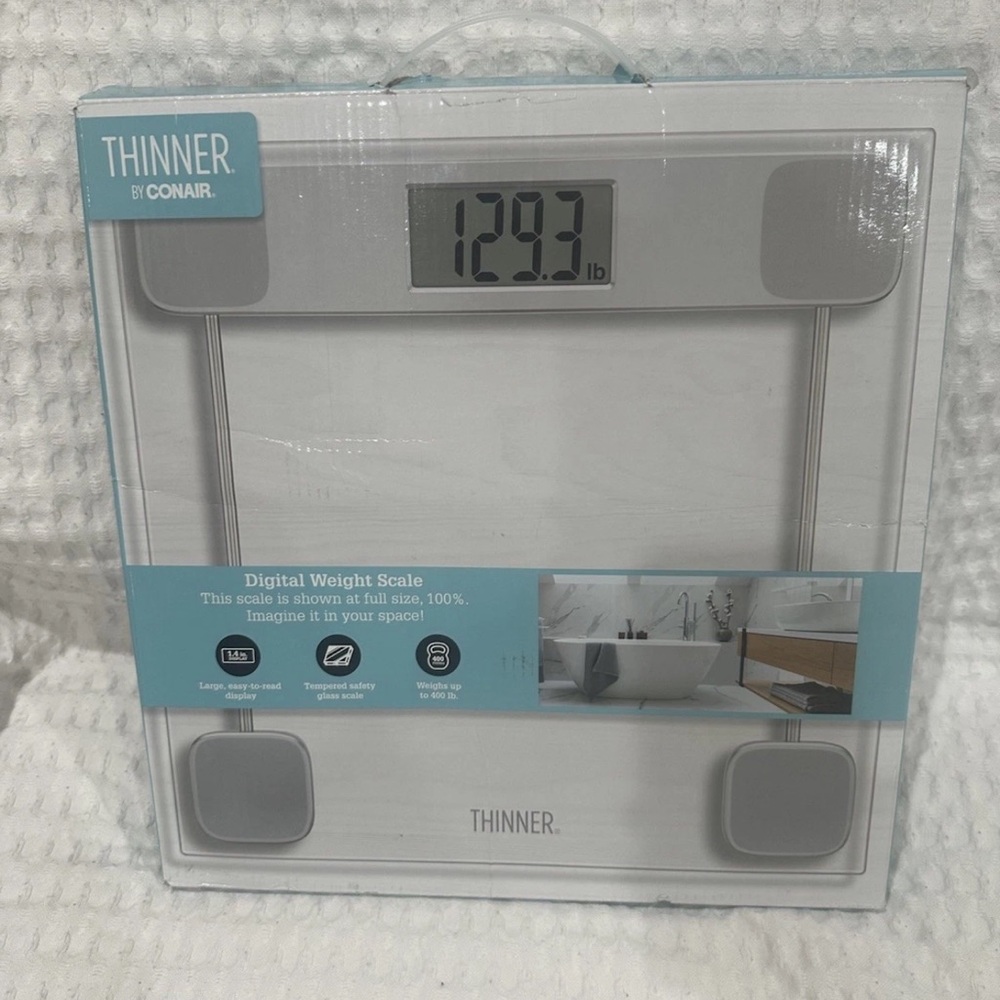 THINNER by CONAIR Digital Glass Weight Scale Silver